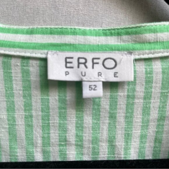 ERFO PURE Cotton Linen Green Striped Long Sleeve tunic shirt Sz 2XL - Picture 7 of 10